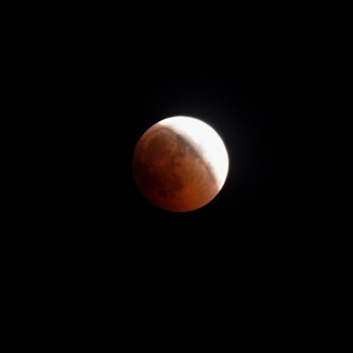 Full Moon and total Lunar Eclipse 2018 visible form the Temple of Apollo Epicurius, Peloponnese, Greece